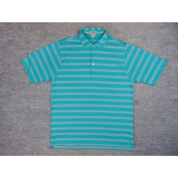 Fennec Polo Shirt Mens Large Teal‎ Blue Striped Short Sleeve Golf Casual - Picture 2 of 8